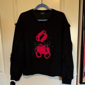 Black Sweatshirt with Red Bear Design